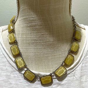 Gold stone glitter statement necklace